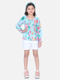 Lilpicks Sky Blue Floral Smocking Top