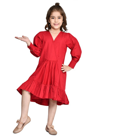 Maroon Flared asymmetrical Dress