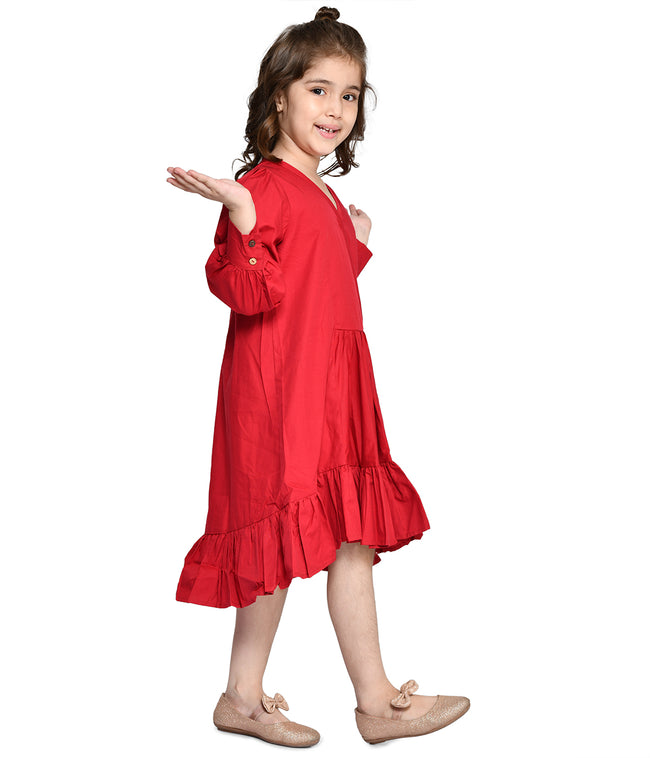 Maroon Flared asymmetrical Dress