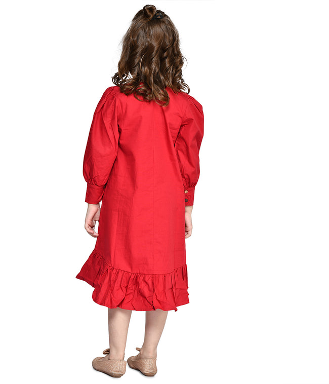 Maroon Flared asymmetrical Dress