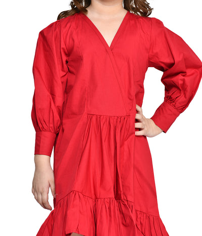 Maroon Flared asymmetrical Dress