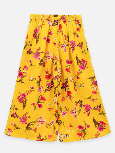  Lilpicks Purple bell sleeves Choli with Flared Mustard Palazzo Set