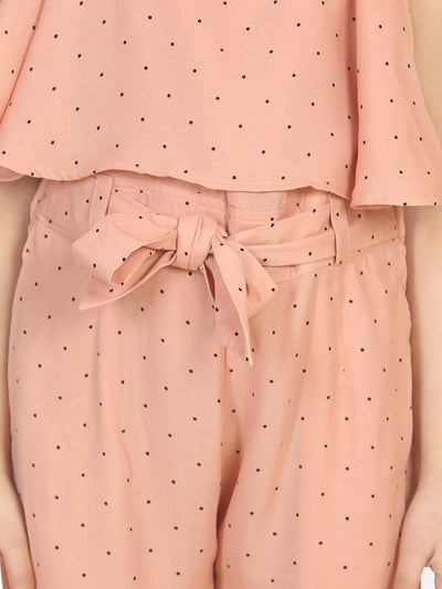 Lilpicks Light Brown Polka Cape Jumpsuit