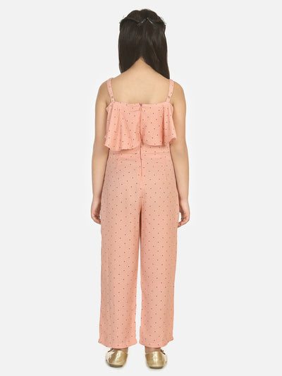 Lilpicks Light Brown Polka Cape Jumpsuit