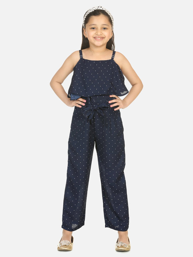 Lilpicks Blue Polka Cape Jumpsuit