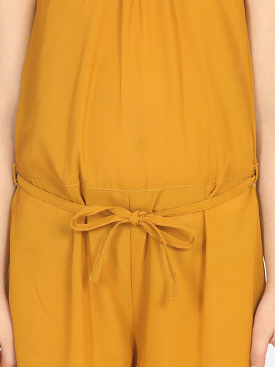 Lilpicks Mustard Ring Design Full Jumpsuit