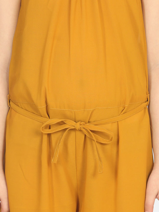 Lilpicks Mustard Ring Design Full Jumpsuit