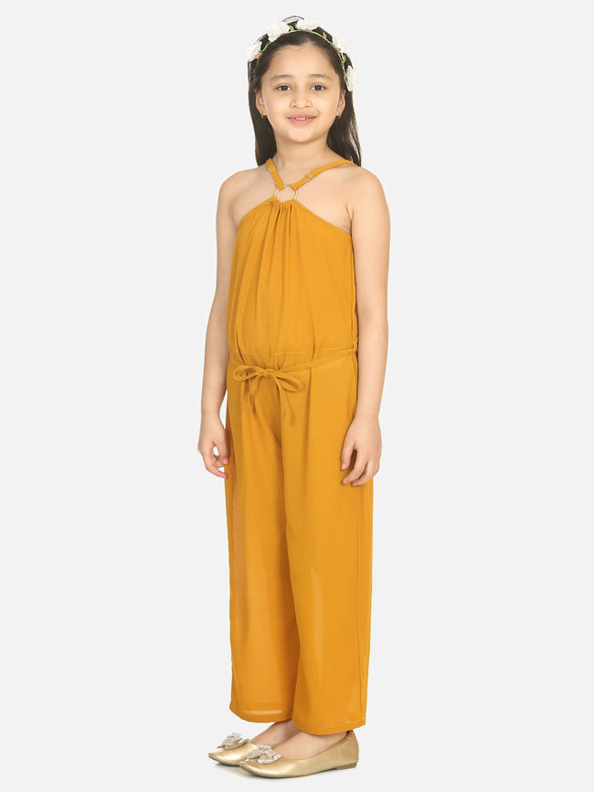 Lilpicks Mustard Ring Design Full Jumpsuit