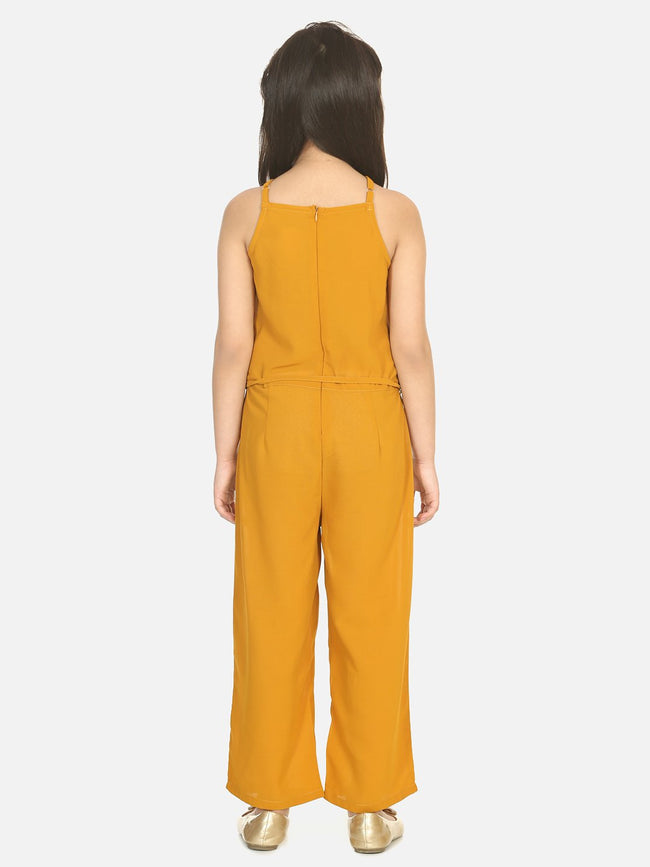 Lilpicks Mustard Ring Design Full Jumpsuit