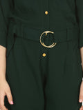 Lilpicks Bottle Green Golden Button Formal Jumpsuit
