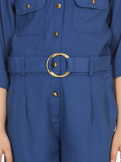 Lilpicks Blue Golden Button Formal Jumpsuit