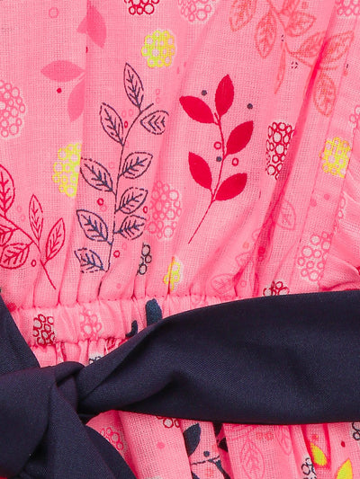 Lilpicks Floral Print Ruffled Fit & Flare Dress with Belt