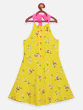 Lilpicks Yellow Floral Sleeveless Dress