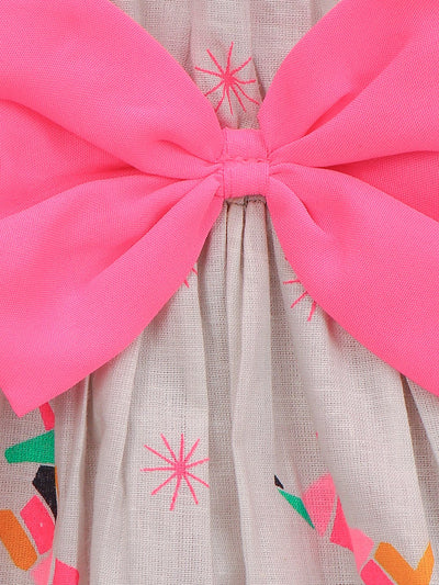 Lilpicks Grey One Shoulder Flare Bow Dress 