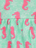 Lilpicks  Pink and green All Over Printed Pack of 2 Bow Flared Dress