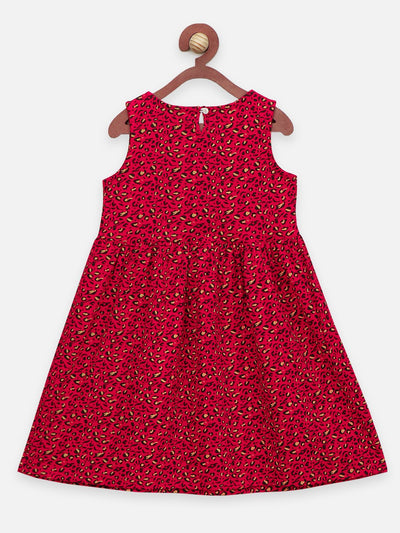 Lilpicks  Maroon and Multi All Over Printed Pack of 2 Bow Flared Dress