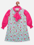 Lilpicks Pink and Blue Flora Full Sleeve Dress