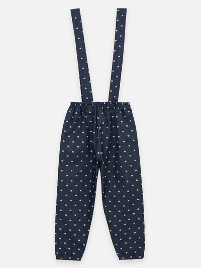 Lilpicks Floral Short Sleeve Top And Polka Denim Dungaree Set
