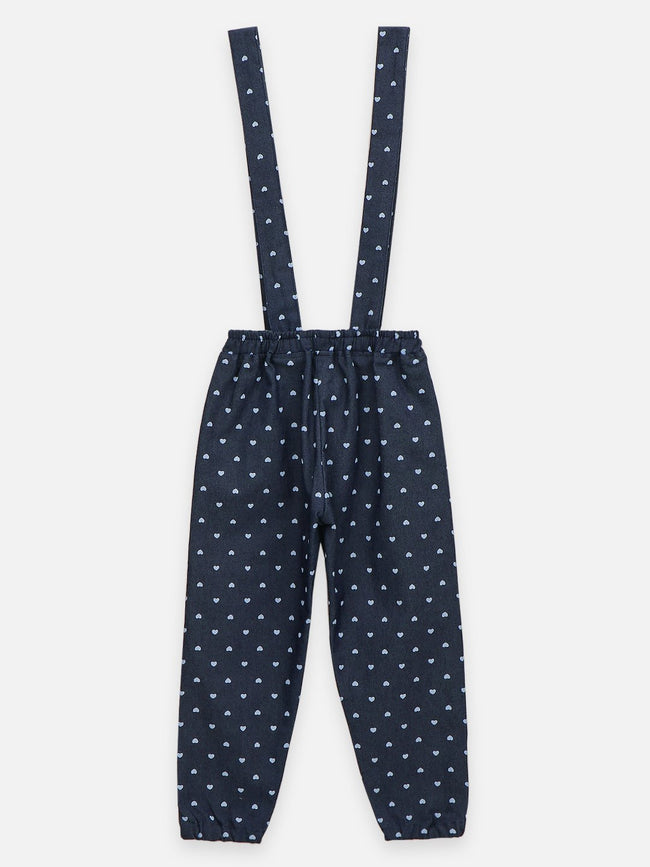 Lilpicks Floral Short Sleeve Top And Polka Denim Dungaree Set