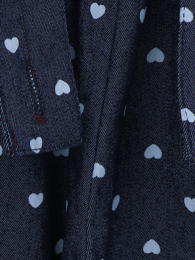 Lilpicks Floral Short Sleeve Top And Polka Denim Dungaree Set