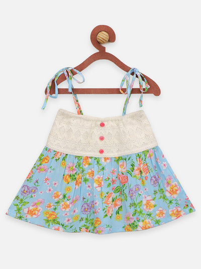 Lilpicks Floral print Top and Pink Pineapple Print Shorts set