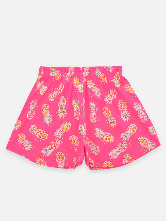 Lilpicks Floral print Top and Pink Pineapple Print Shorts set