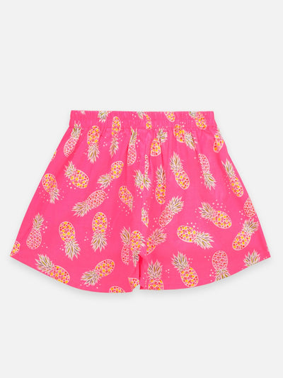 Lilpicks Floral print Top and Pink Pineapple Print Shorts set