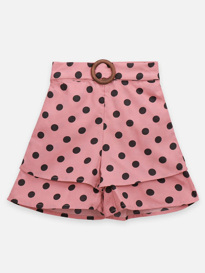 Lilpicks Blue And Peach Polka Print Pack Of 2 Shorts