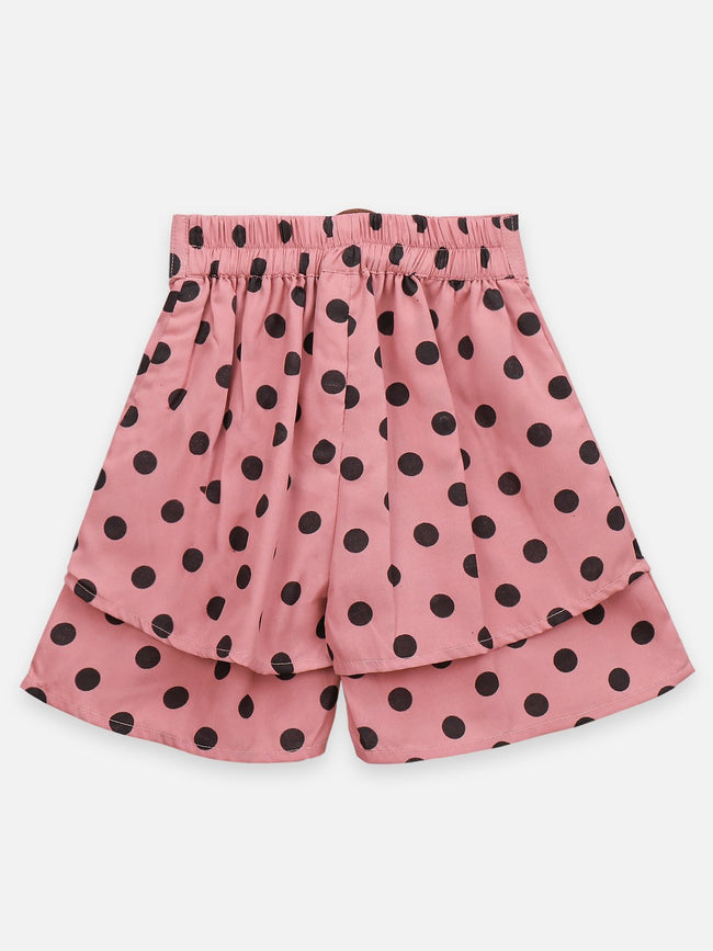 Lilpicks Blue And Peach Polka Print Pack Of 2 Shorts