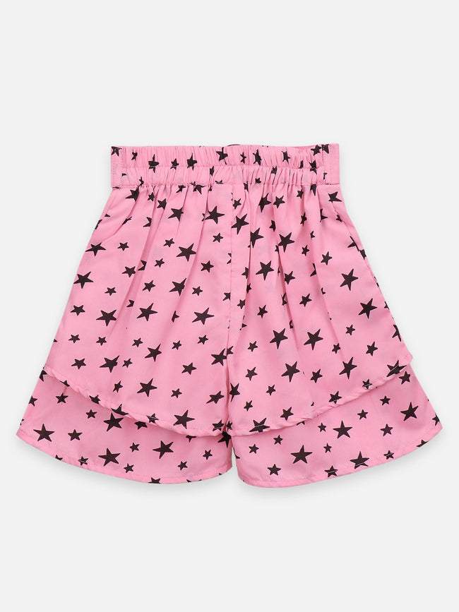 Lilpicks Black And Pink Polka Print Pack Of 2 Shorts