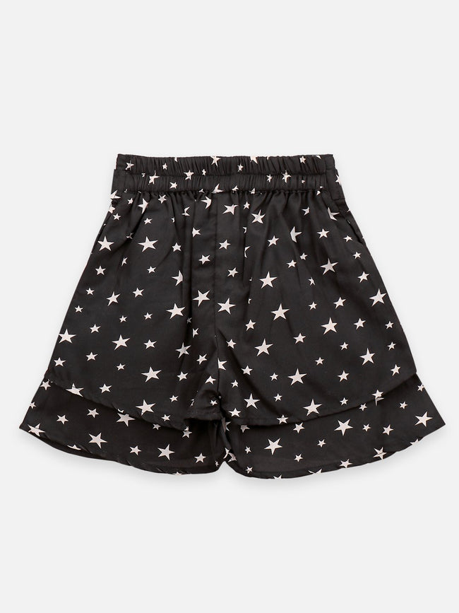 Lilpicks Black And Pink Polka Print Pack Of 2 Shorts