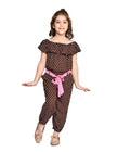 Brown Polka Jumpsuit with Neon Belt