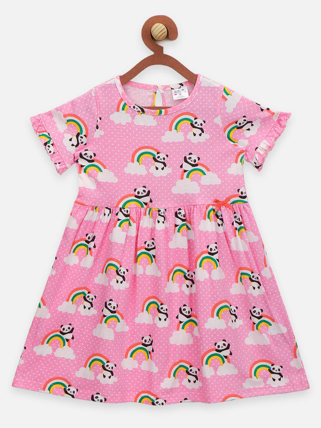 Lilpicks Floral and Panda Print Pack of 2 Dress