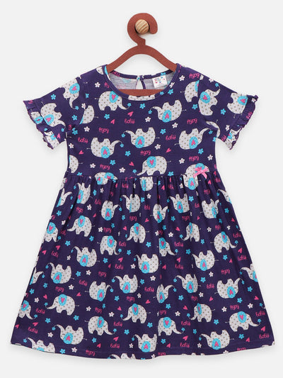 Lilpicks Cat and Elephant Print Pack of 2 Dress