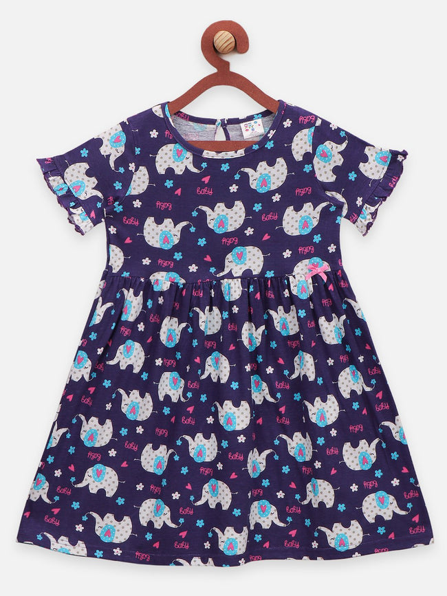 Lilpicks Cat and Elephant Print Pack of 2 Dress