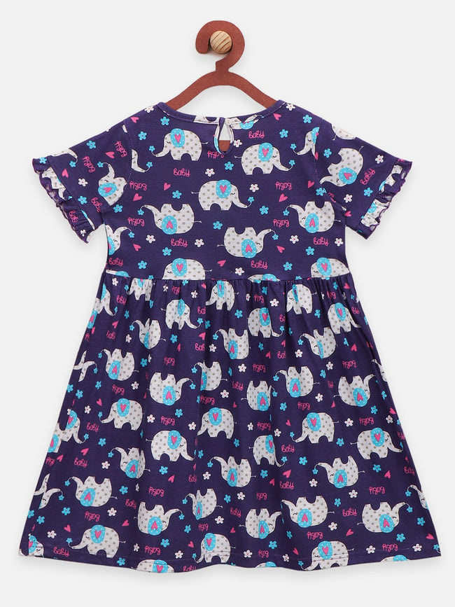 Lilpicks Cat and Elephant Print Pack of 2 Dress