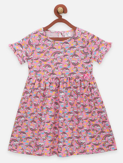 Lilpicks Floral and Unicorn Print Pack of 2 Dress