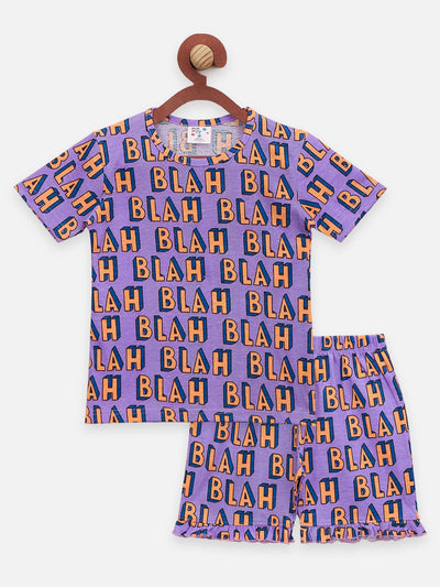 Lilpicks Funky Blah Print Shorts Nightsuit