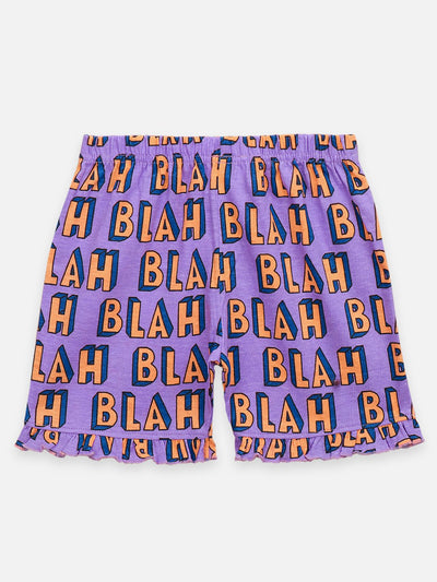 Lilpicks Funky Blah Print Shorts Nightsuit