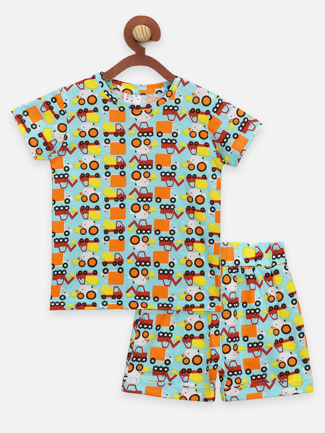 Lilpicks Vehicle Print Shorts Nightsuit