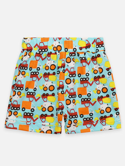 Lilpicks Vehicle Print Shorts Nightsuit