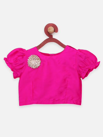 Floral Sharara Saree with Pink Choli