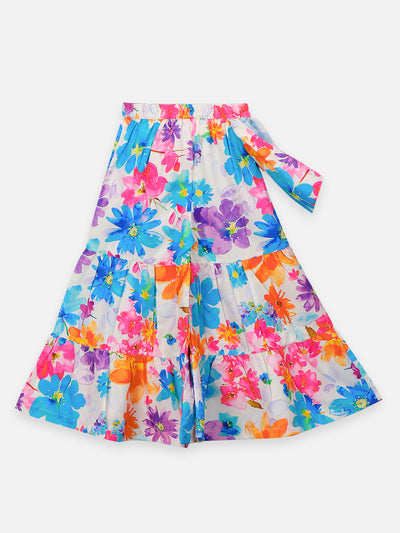 Floral Sharara Saree with Pink Choli