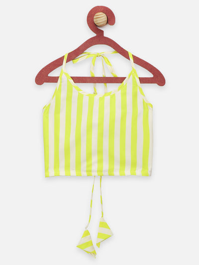 Aztec Print Sharara Saree with Neon Striped Choli