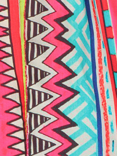 Aztec Print Sharara Saree with Neon Striped Choli