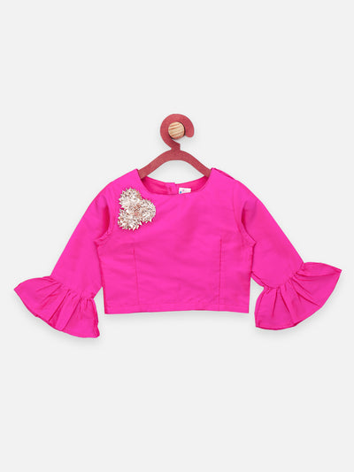 Floral Lehenga with Choli and Double Layer Ruffle Dupatta