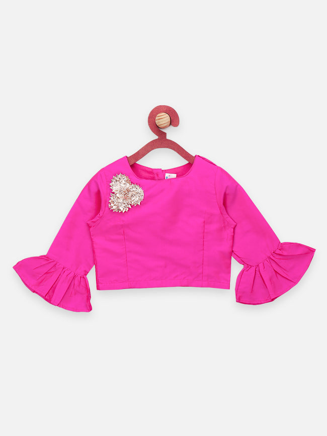 Floral Lehenga with Choli and Double Layer Ruffle Dupatta