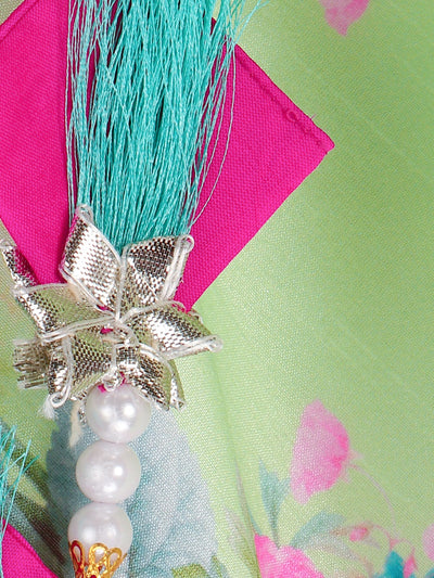 Floral Lehenga with Choli and Double Layer Ruffle Dupatta