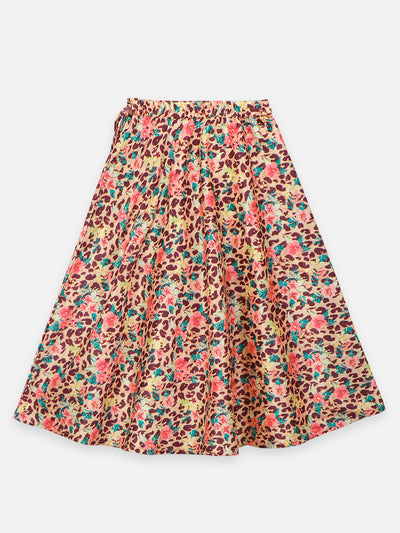 Printed Lehenga with Teal Green Choli and Ruffle Dupatta