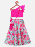 Floral Lehenga with One Side shoulder Choli and Potli